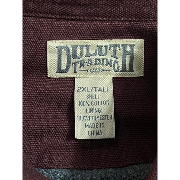 Duluth Trading Co Canvas Coat – Men’s 2XL Tall, Maroon Flannel-Lined Workwear - Picture 6 of 9
